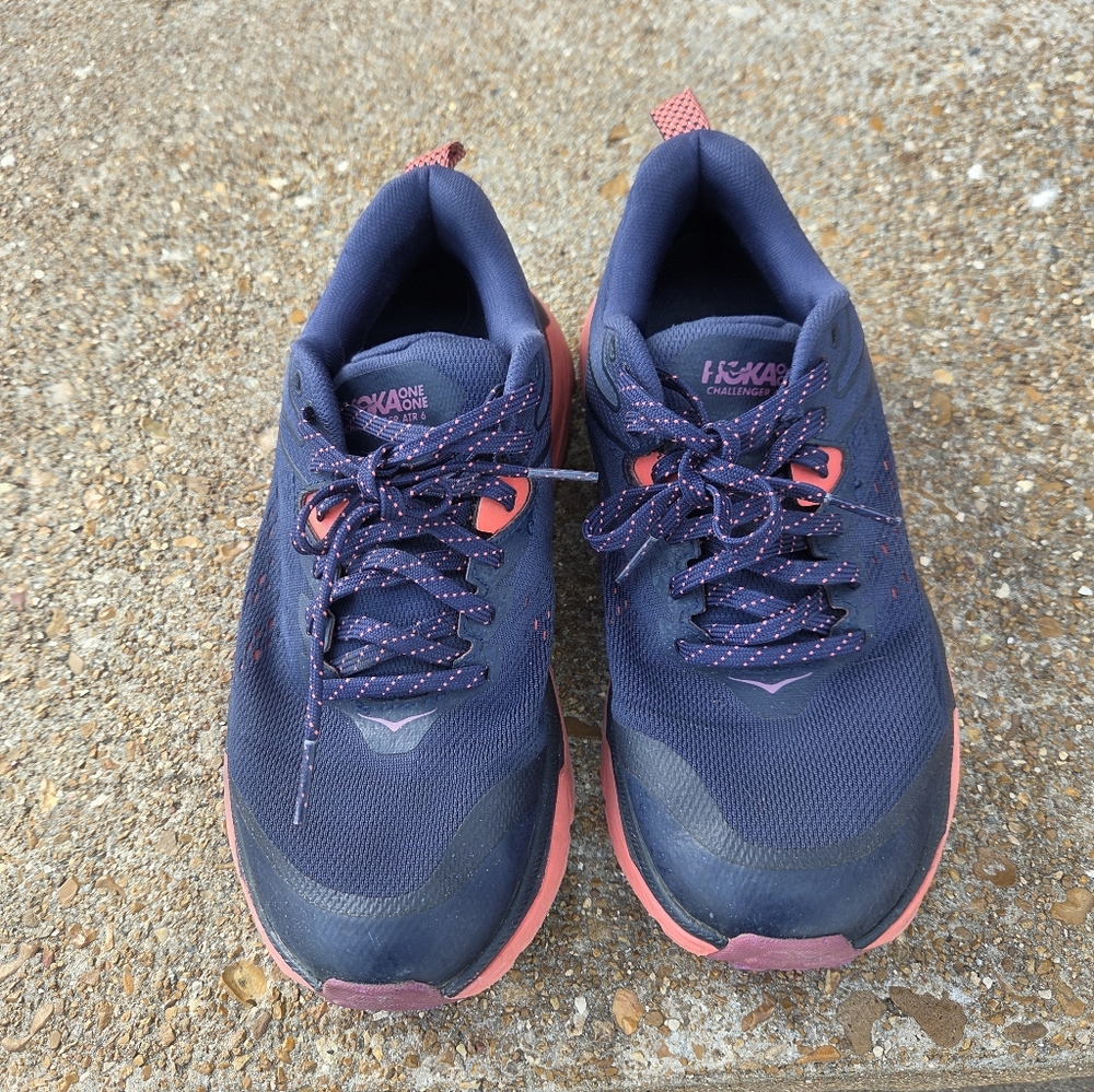 hoka one challenger ATR 6 womens size 7 wide shoes blue trail hiking sneakers